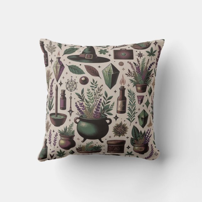 Enchanted Botanica: Magical Herbs & Witchcraft Cushion (Back)