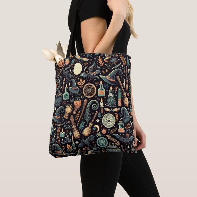 Enchanted Botanica: Magical Herbs & Witchcraft Tote Bag (Close Up)