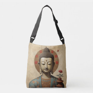 Enchanted Buddha in meditation with flowers  Crossbody Bag