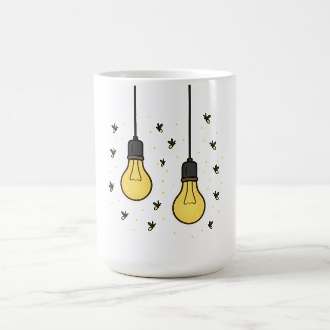 Enchanted Bulbs: Fireflies Dancing Around Light Coffee Mug (Center)
