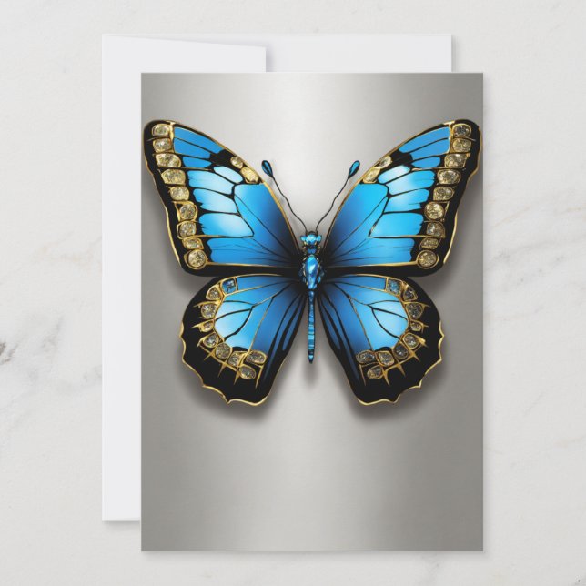 Enchanted Butterflies: Metallic Dreams on Textured Thank You Card (Front)