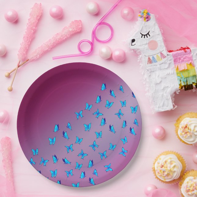 Enchanted Butterflies Pink Paper Plate (Party)