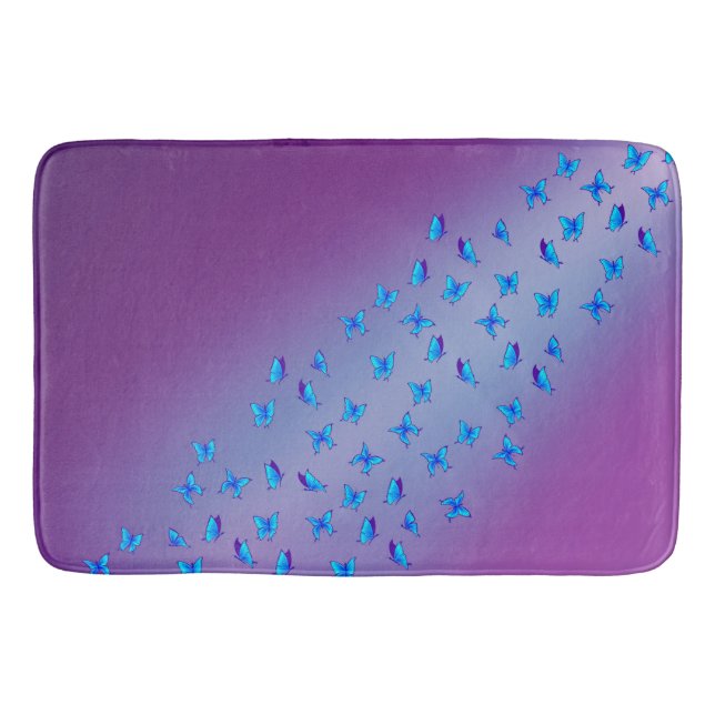 Enchanted Butterflies Purple Light Bath Mat (Front)