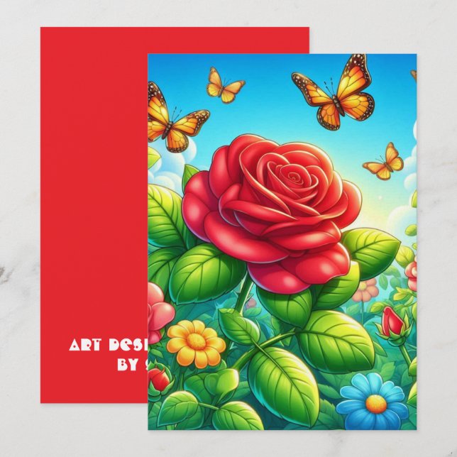 Enchanted Butterflies & Roses Invitation (Front/Back)