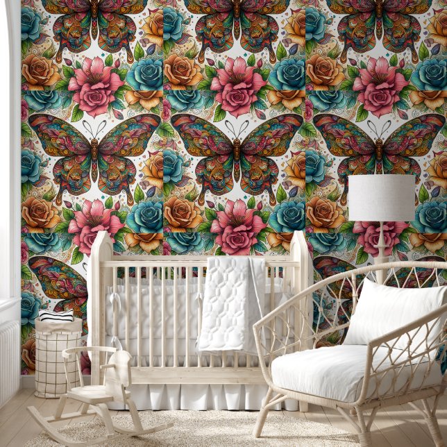 Enchanted Butterfly & Floral Bliss Wallpaper (Kids)
