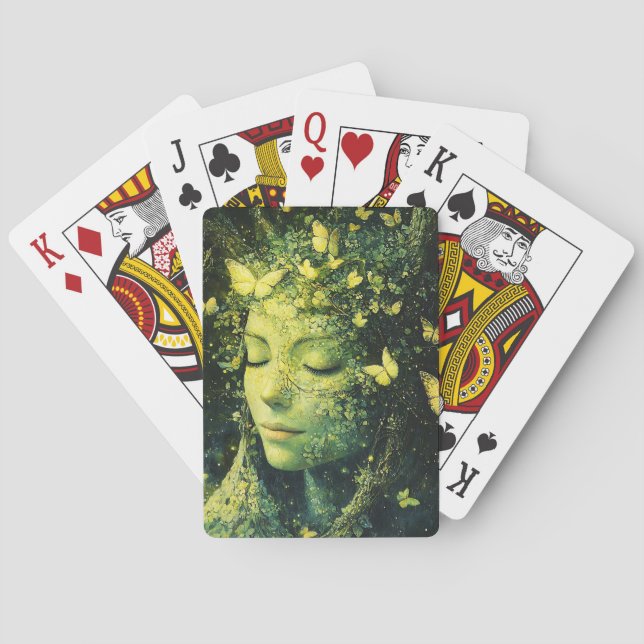 Enchanted Butterfly Forest Goddess (3) Playing Cards (Back)