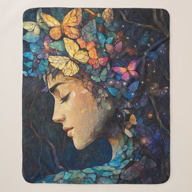 Enchanted Butterfly Forest Goddess (5) Sherpa Blanket (Front)