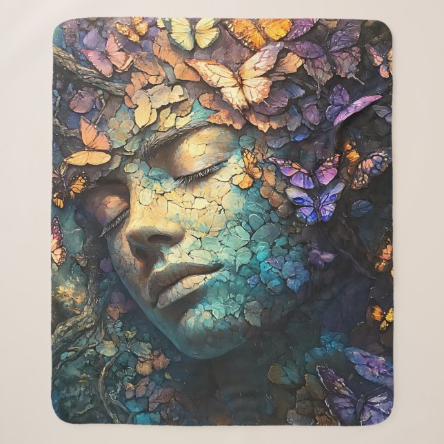 Enchanted Butterfly Forest Goddess (7) Sherpa Blanket (Front)
