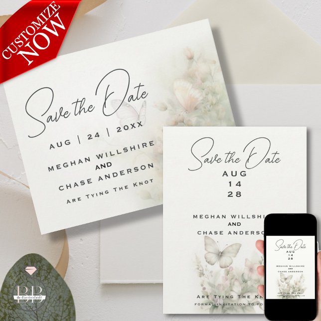 Enchanted Butterfly Garden Invitation (easy to customize in 2 styles)