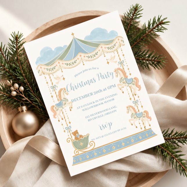 Enchanted Carousel Christmas Party Invitation (Creator Uploaded)