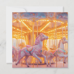 Enchanted Carousel: Whimsical Fairytale Scene Holiday Card