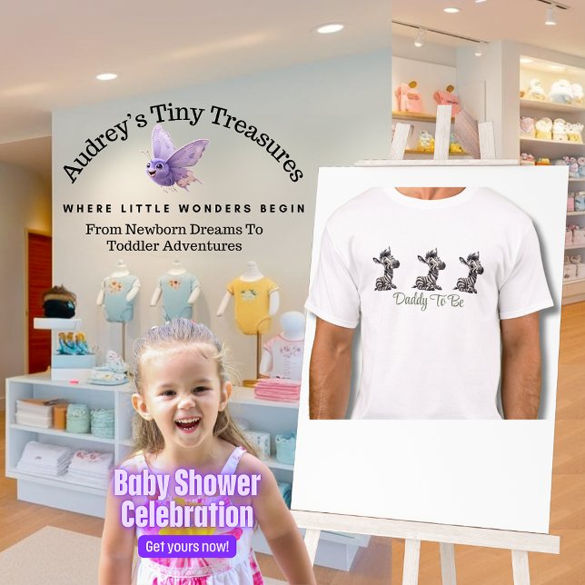 Enchanted Cartoon Zebra Baby Shower  T-Shirt (Creator Uploaded)