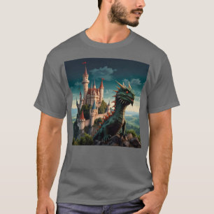 Enchanted Castle and Dragon – Magical Fantasy Art T-Shirt