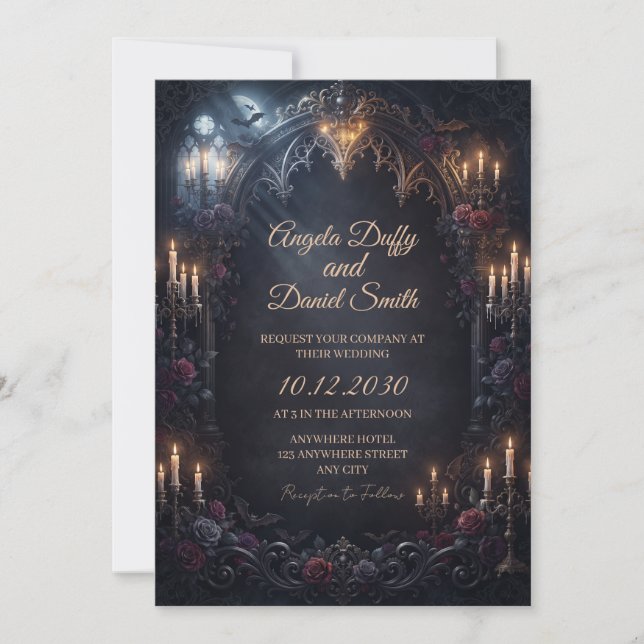 Enchanted Castle Gothic Wedding Invitation (Front)