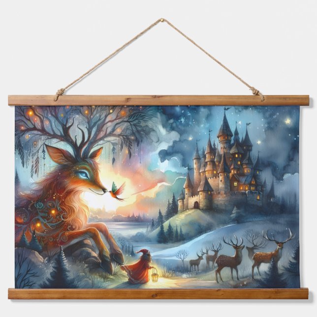Enchanted Castle Winter Art Hanging Tapestry (Front)
