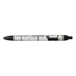 Enchanted Cat Black Trim Pen, Black Ink Pen