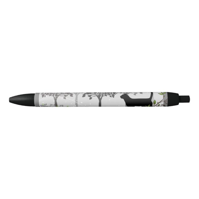 Enchanted Cat Black Trim Pen, Black Ink Pen (Front)