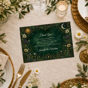 Enchanted Celestial Art Nouveau Wedding Thank You Card