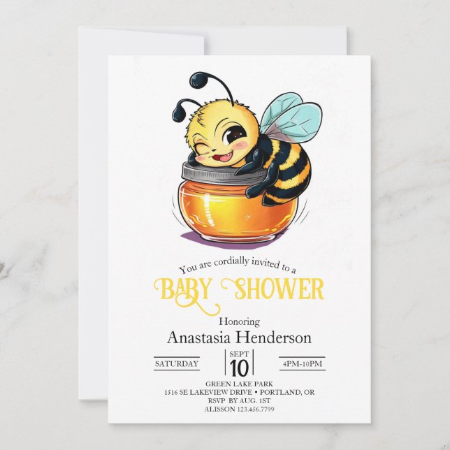 Enchanted Charming Bee Baby Shower Invitation (Front)