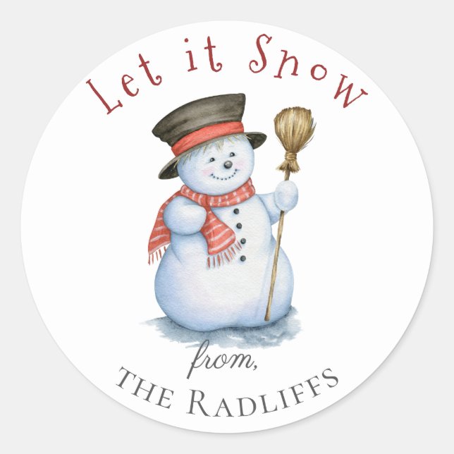 Enchanted Christmas Snowman Personalised Sticker (Front)