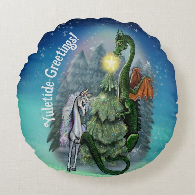 Enchanted Christmas Tree Round Cushion (Front)