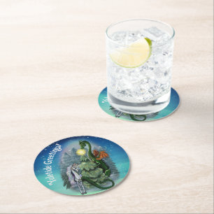 Enchanted Christmas Tree Round Paper Coaster