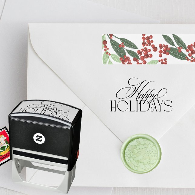 Enchanted Classic Black Elegance Happy Holiday Self-inking Stamp (Creator Uploaded)