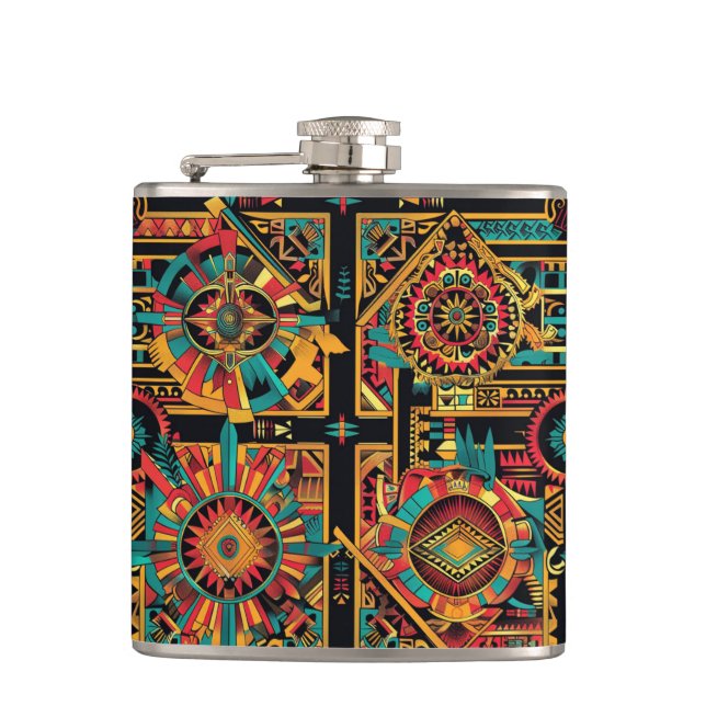 Enchanted Cobalt "Aztec Dream" Flask Wrap (Front)