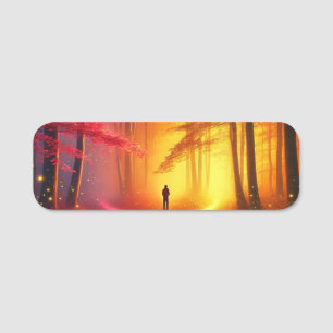 Enchanted Crossroads – Vibrant Autumn Forest Art P Name Tag
