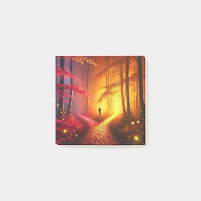 Enchanted Crossroads – Vibrant Autumn Forest Art P Post-it Notes (Front)
