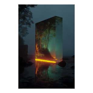 Enchanted Crystal Monolith Forest Glow Poster