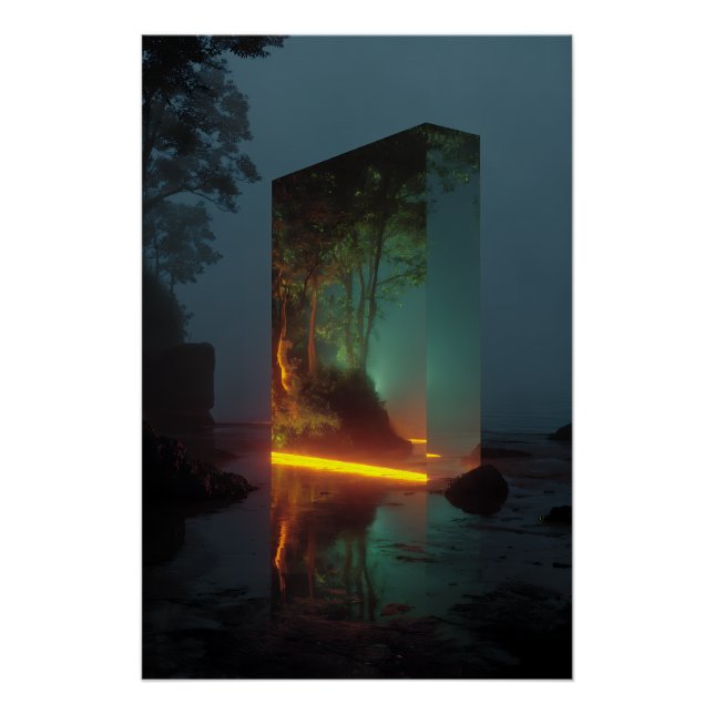 Enchanted Crystal Monolith Forest Glow Poster (Front)