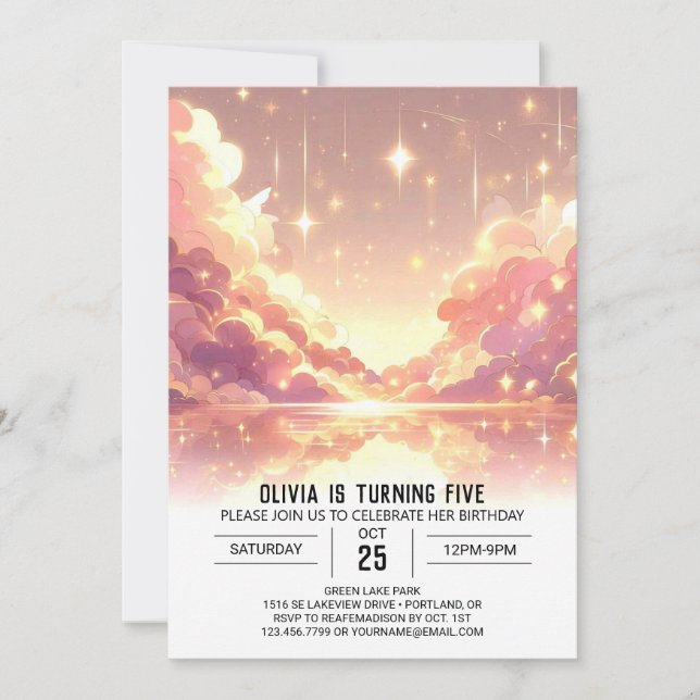 Enchanted Custom Celestial Digital Birthday Invitation (Front)