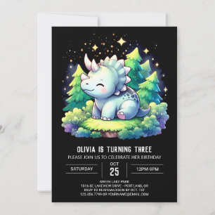 Enchanted Custom Triceratops Birthday Invitation