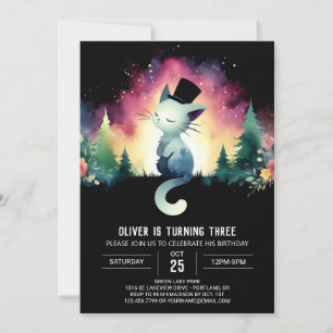 Enchanted Cute Cat Birthday Invitation