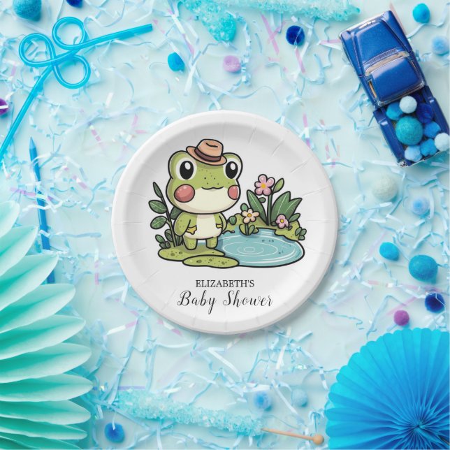 Enchanted Cute Frog Baby Shower Paper Plate (Party)