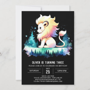 Enchanted Cute Lion Birthday Invitation