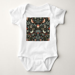 Enchanted Dark Vintage Floral Birds Baby Bodysuit