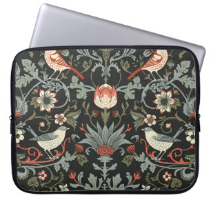 Enchanted Dark Vintage Floral Birds Laptop Sleeve