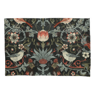 Enchanted Dark Vintage Floral Birds Pillowcase