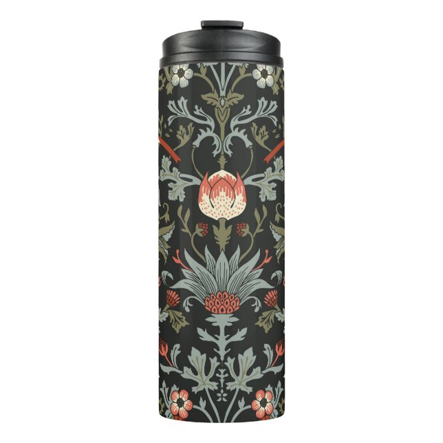 Enchanted Dark Vintage Floral Birds Thermal Tumbler (Front)