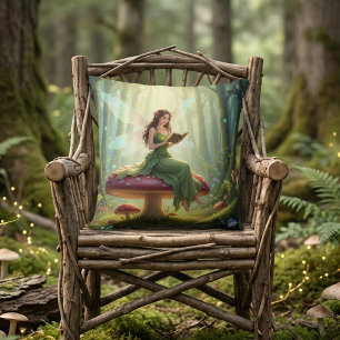 Enchanted Day Fairy Reading a Book Cushion