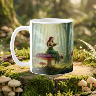 Enchanted Day Fairy Reading a Book Puzzle Coffee Mug