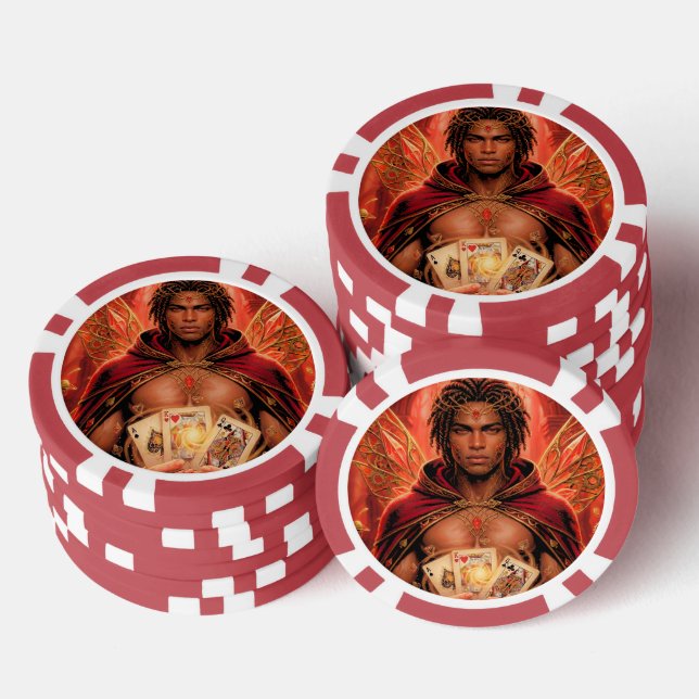 Enchanted Deck Muse Male in Red Poker Chips (Stack)