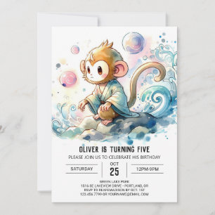 Enchanted Digital Monkey Birthday Invitation