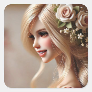 "Enchanted Dolls: Guardians of Dreams and Precious Square Sticker