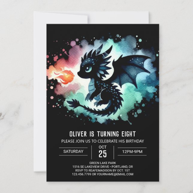 Enchanted Dragon Birthday Children Invitation (Front)