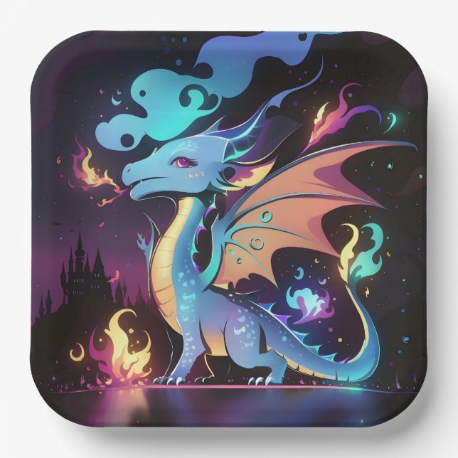 Enchanted Dragon Fire  Paper Plate (Front)