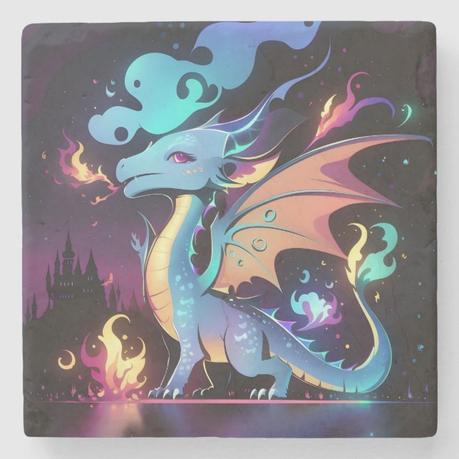 Enchanted Dragon Fire  Stone Coaster (Front)