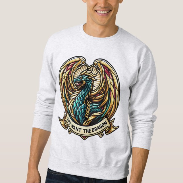 Enchanted Dragon Stain Glass Design Sweatshirt (Front)